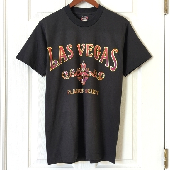 Fruit of the Loom 90's Vintage Las Vegas Players Society Short Sleeve T-shirt M - Picture 1 of 9